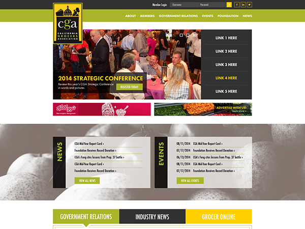 Screenshot of the new CGA website!