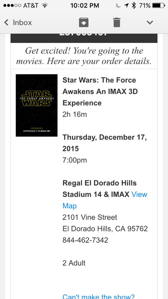 Star Wars tickets