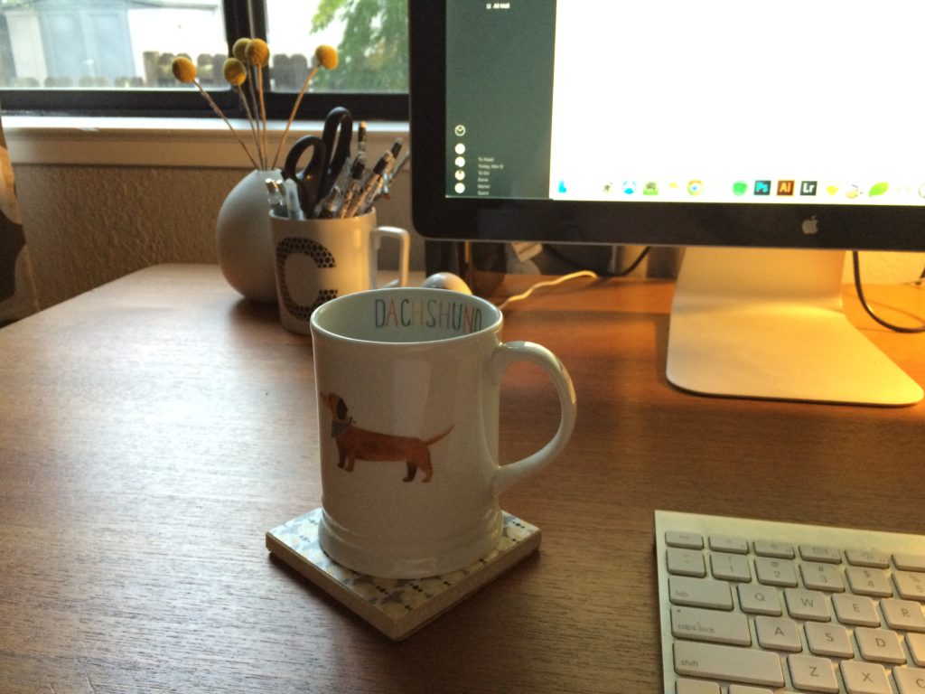 Having my morning coffee