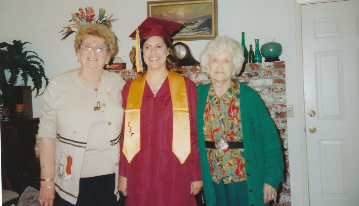 Me with my Nana (left) and Mormor (right), 2005