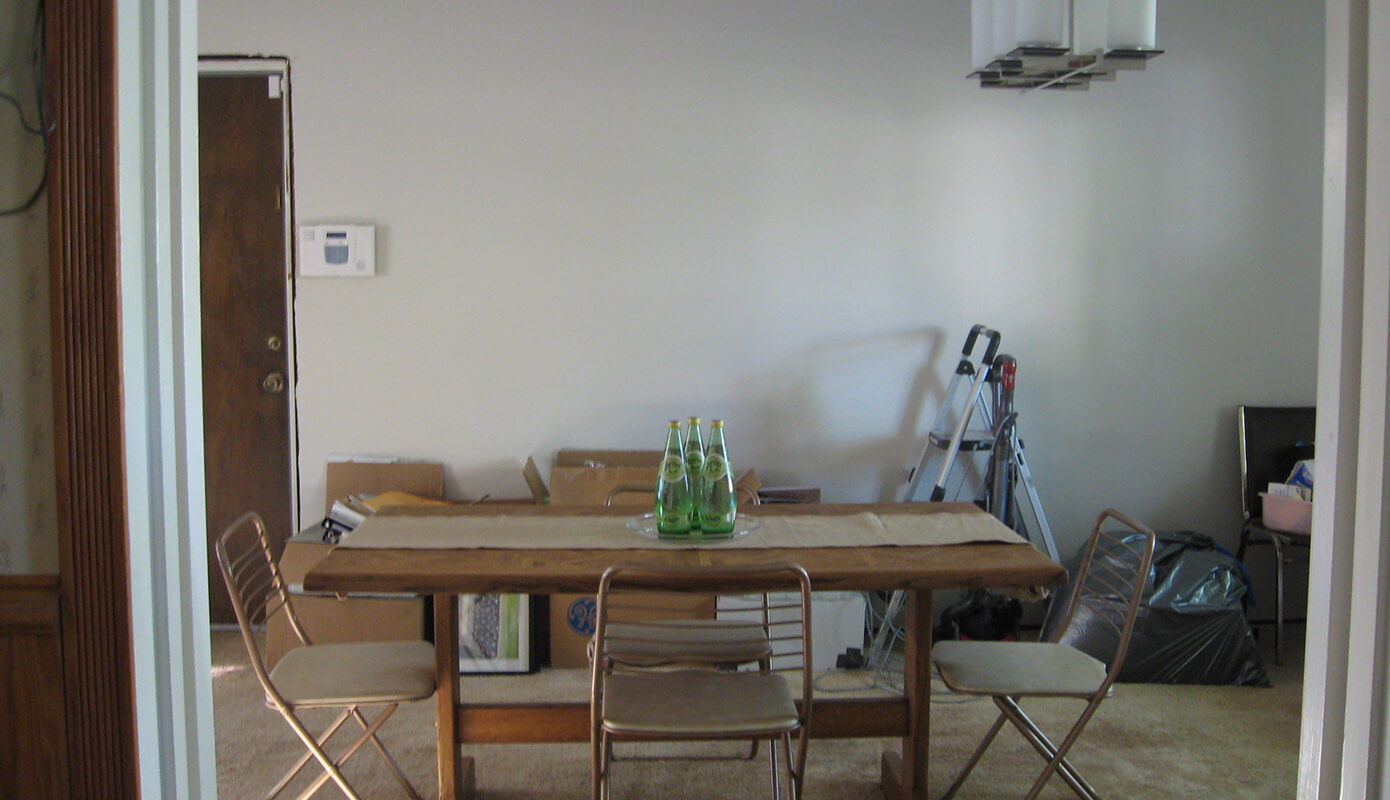 The family room turned dining room