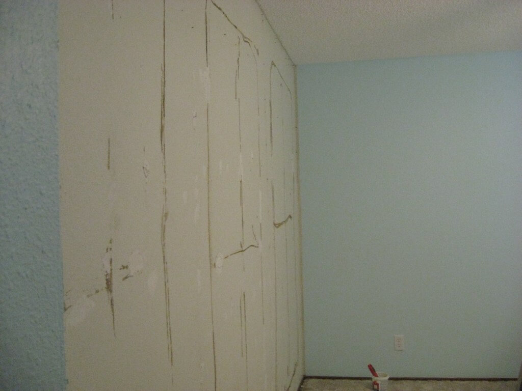 Guest Room wall prepped for paining after the paneling was removed