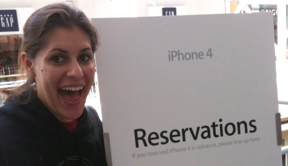 Me in line waiting to get the iPhone 4 on the release day!