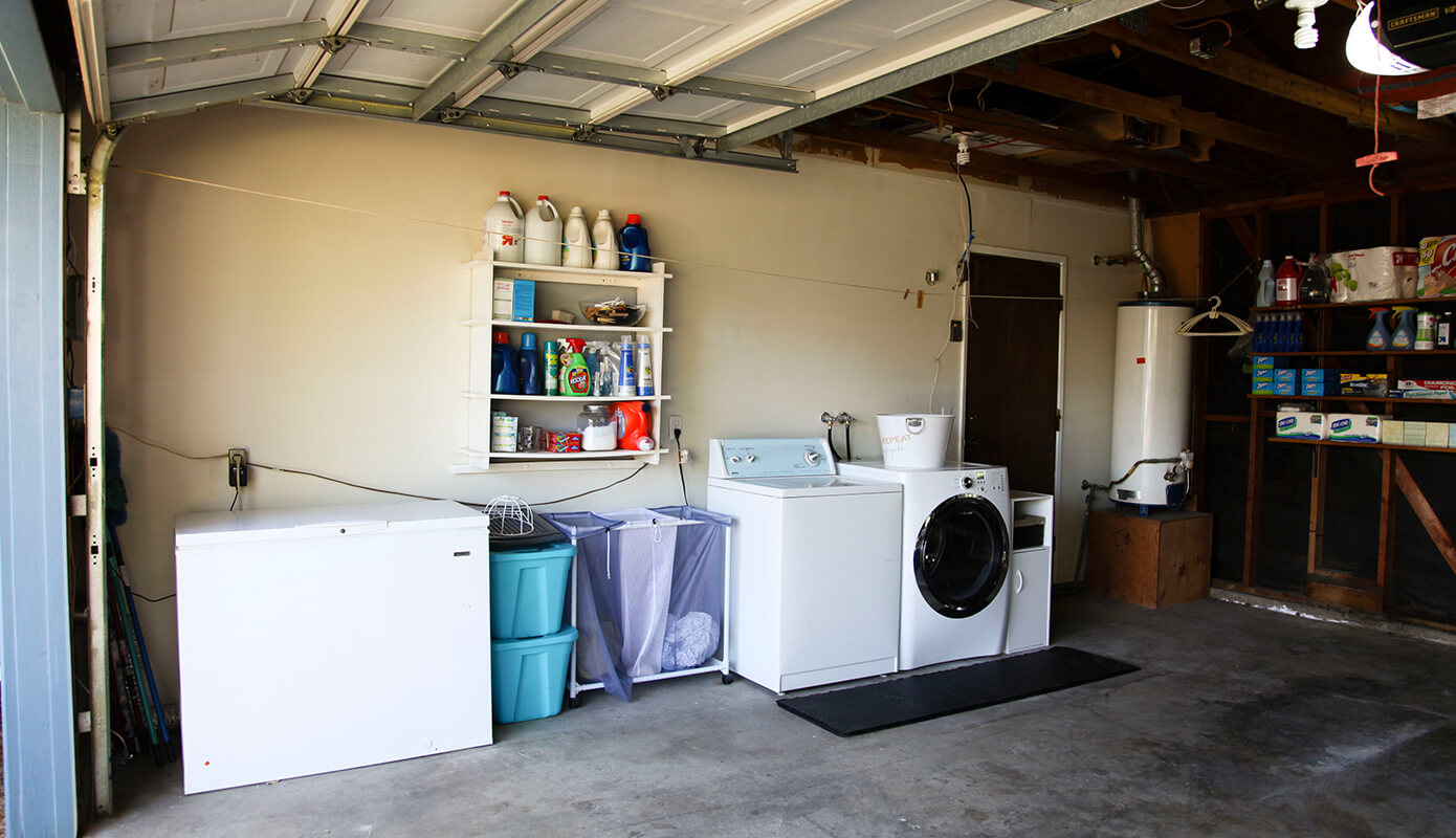 The garage in our second rental #thelovelygeek