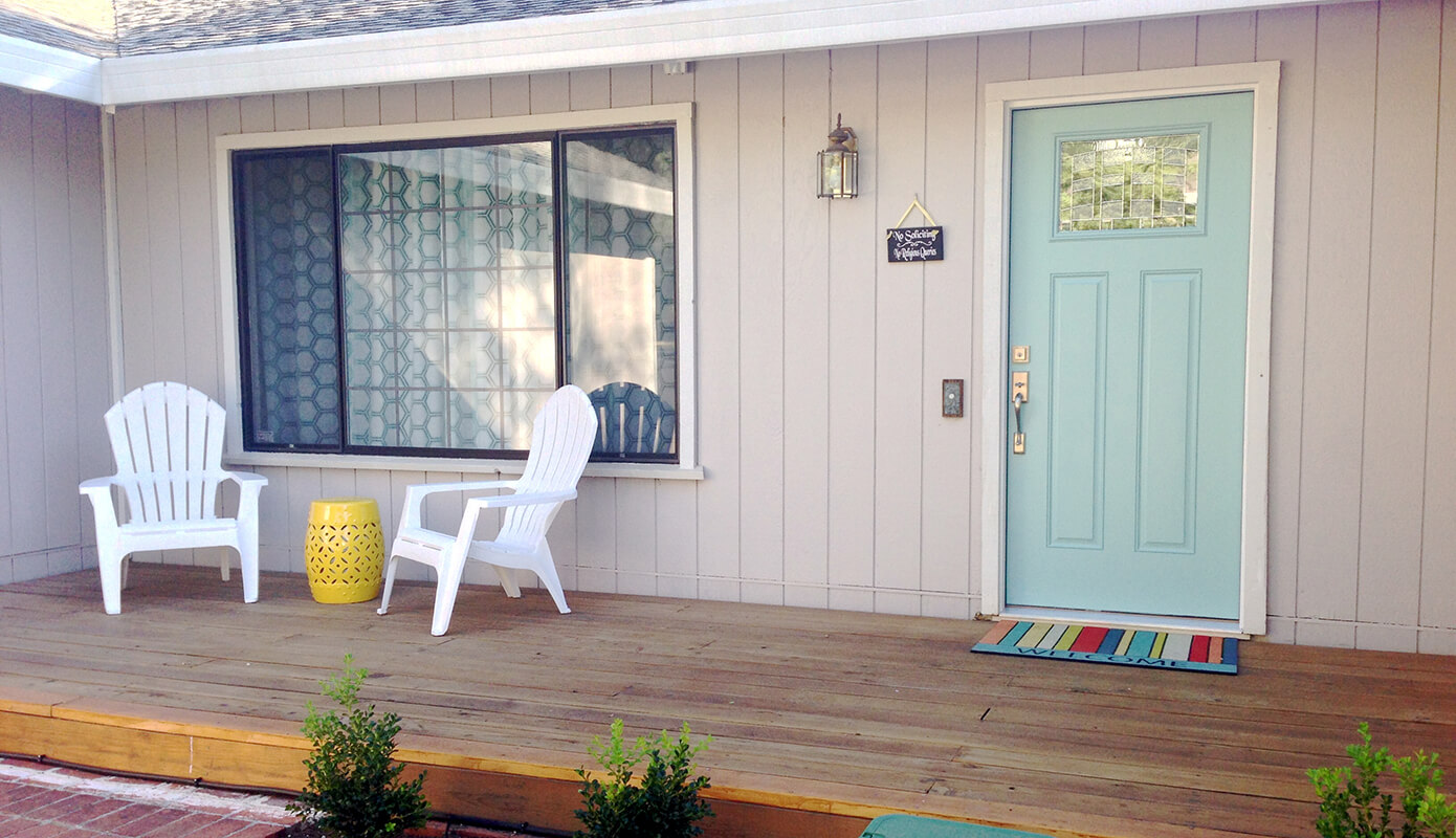 Front Door Painted St. Lucia Teal by Benjamin Moore