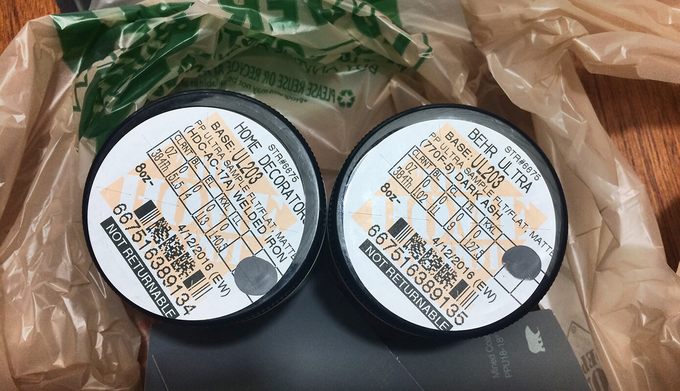 Paint samples for the She Shed #oneroomchallenge #thelovelygeek