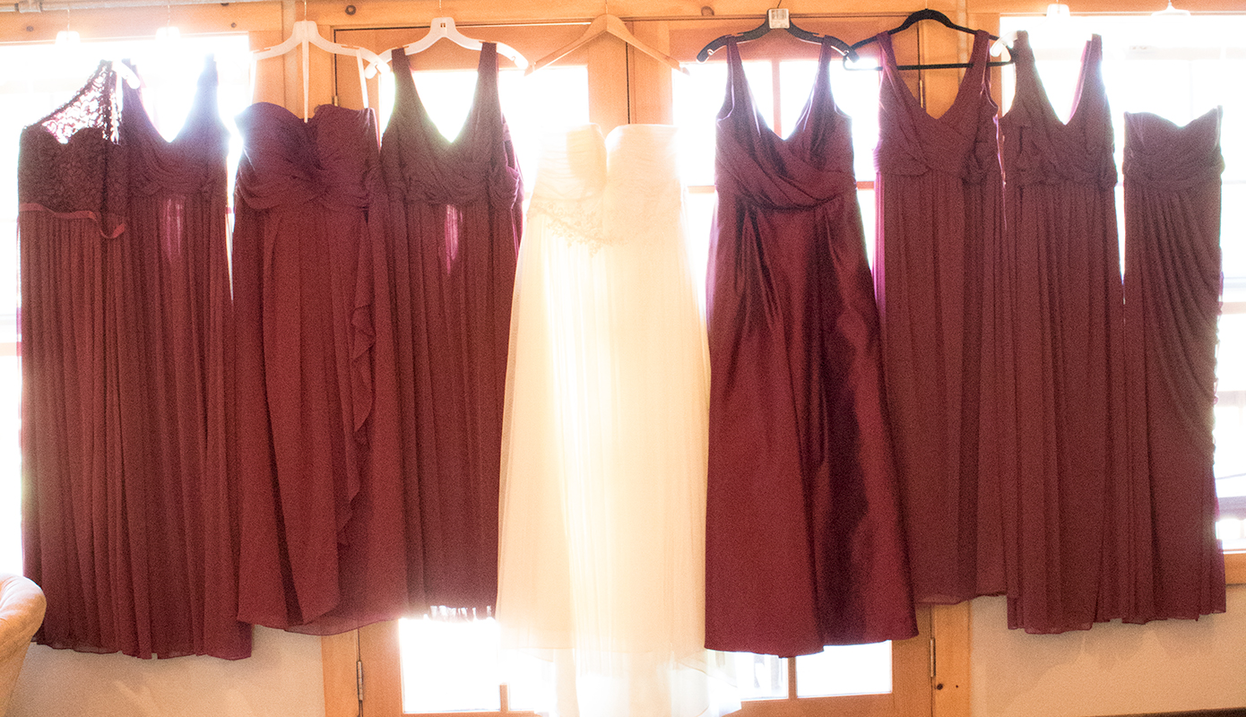 The brides dress amongst the bridesmaid dresses #thelovelygeek #datwedding2016