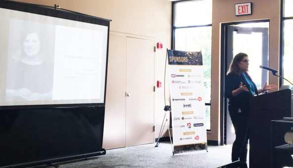Me speaking at WordCamp #wcsac #wordpress