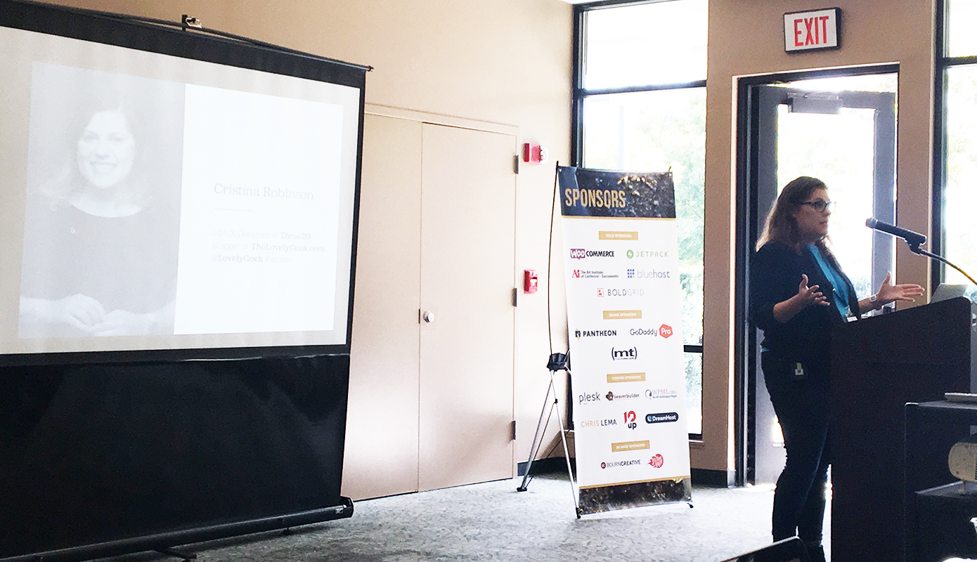 Me speaking at WordCamp #wcsac #wordpress