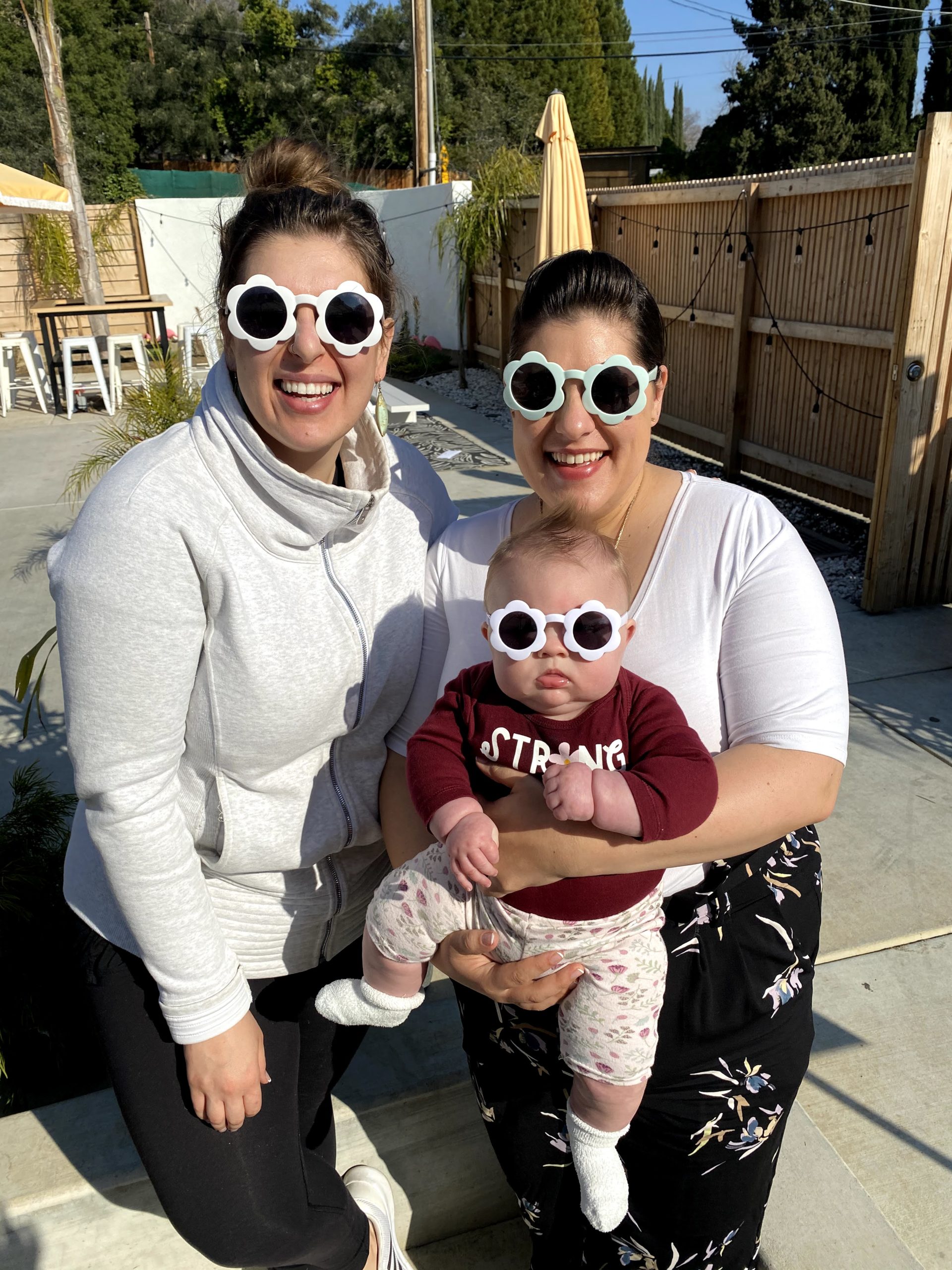 Lily with Mommy and Auntie in matching sunnies